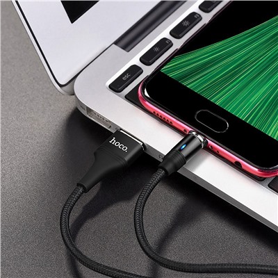 Кабель USB - micro USB Hoco U76 Fresh магнитный (повр. уп)  120см 2A  (black)