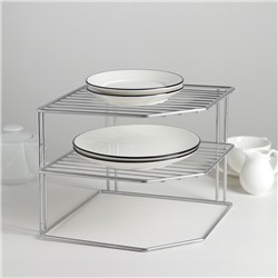 Подставка для посуды, 2 яруса, 25×25×20 см, цвет хром