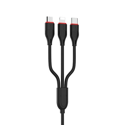 Кабель USB - Multi connector Borofone BX17 3in1  100см 2,4A  (black)