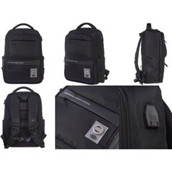 Рюкзак молодежный "PRO. BLACK" 43х31,5х14,5 см 2 отделения 4 кармана, с USB-выходом (067397) 12115 Хатбер