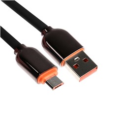 Кабель MicroUSB - USB, 2.4 A, оплётка PVC, 1 метр, чёрный
