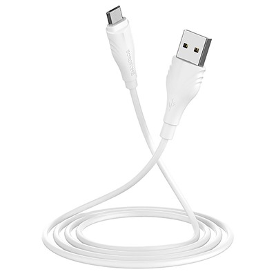 Кабель USB - micro USB Borofone BX18 (повр. уп)  300см 2,4A  (white)