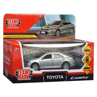 Машина металл Toyota Camry 12 см, (двери, багаж, серебристый) инерц. в коробке