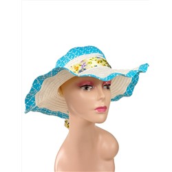 Летняя женская соломенная шляпа, цвет белый и голубой