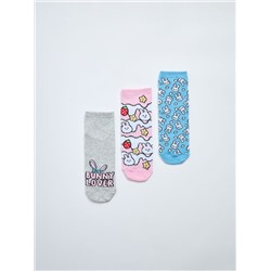 Комплект из 3 пар носков анималистической расцветки серый