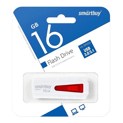 Флэш накопитель USB 16 Гб Smart Buy IRON 3.0 (white/red)