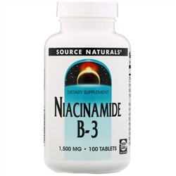 Source Naturals, Niacinamide B-3, 1,500 mg, 100 Tablets