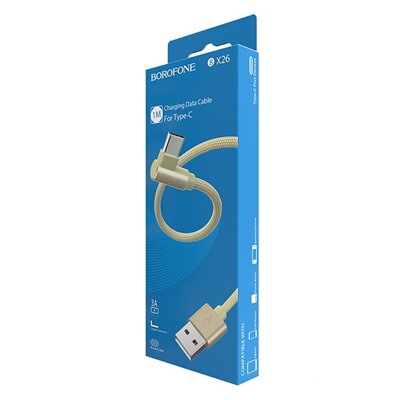 Кабель USB - Type-C Borofone BX26 Express  100см 3A  (gold)