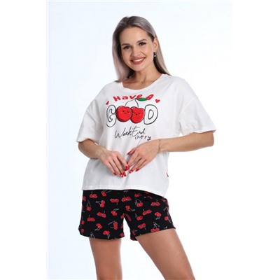 Пижама с шортами Очарование 0к-056к (Белый/красный)