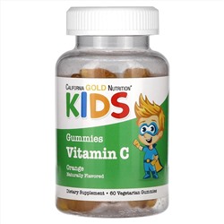 California Gold Nutrition, витамин C для детей, без желатина, натуральный апельсиновый вкус, 60 вегетарианских жевательных таблеток
