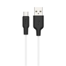 Кабель USB - micro USB Hoco X21 Plus (silicone)  100см 2,4A  (white/black)