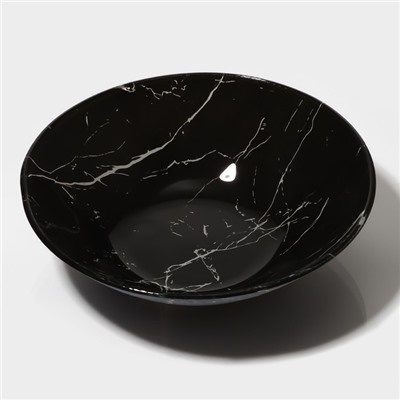 Салатник стеклянный Доляна «Марбл чёрный», 740 мл, 18×4,5 см
