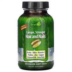 Irwin Naturals, Longer, Stronger Hair and Nails, 60 Liquid Soft-Gels