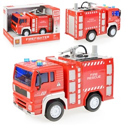 Машина "Пожарная машина" с распылителем воды, 1:20 (свет, звук) на батарейках, в коробке