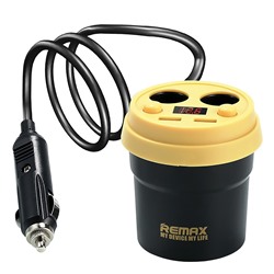 ЗУ Автомобильное Remax CR-2XP Demitasse АЗУ-2USB LCD (5V/3.1A) (повр. уп.) (black/yellow)