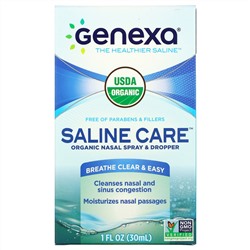 Genexa, солевой раствор, органический назальный спрей с пипеткой, 30 мл (1 жидк. унция)