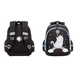 Рюкзак школьный RAz-486-2/1 "Кот на радуге" черный 28х36х20 см GRIZZLY