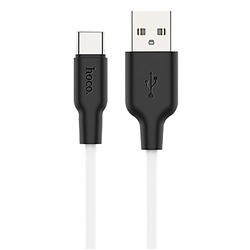 Кабель USB - Type-C Hoco X21 Plus (silicone)  100см 3A  (white/black)