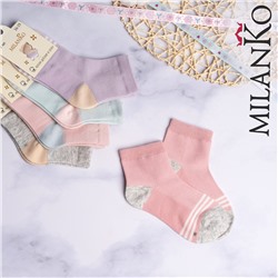 Детские хлопковые носки в сетку  "цветные пяточки" (узор 14) MilanKo D-200
