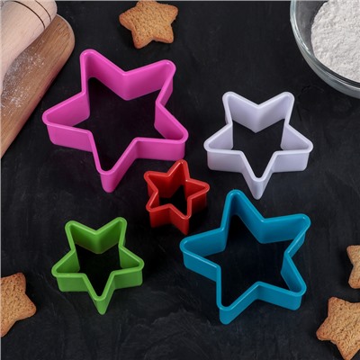 Набор форм для вырезания печенья Доляна «Звезда», 5 предметов, 9,5×3,5×9,5 см, цвет МИКС