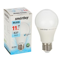 УЦЕНКА Лампа cветодиодная Smartbuy, A60, E27, 11 Вт, 4000 К, холодный белый