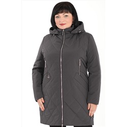Стеганое пальто женское больших размеров с капюшоном