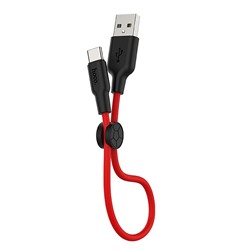 Кабель USB - Type-C Hoco X21 Plus (silicone)  25см 3A  (red/black)
