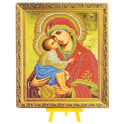 Алмазная мозаика с мольбертом "Донская Икона Божией Матери" 21х25 см, 1 дизайн, частичная выкладка
