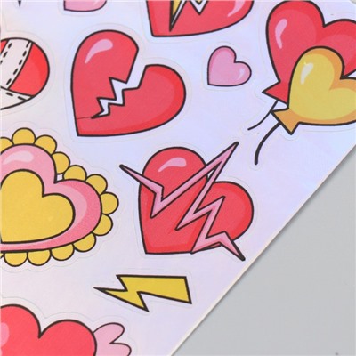Голографические наклейки (стикеры) "Сердечки" 10х15 см, 5-218