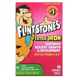 Flintstones, Мультивитамины для детей, с дополнительным содержанием железа, 90 жевательных таблеток