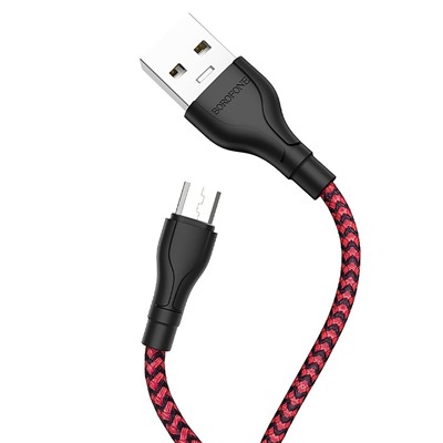 Кабель USB - micro USB Borofone BX39 Beneficial (повр. уп)  100см 2,4A  (black/red)
