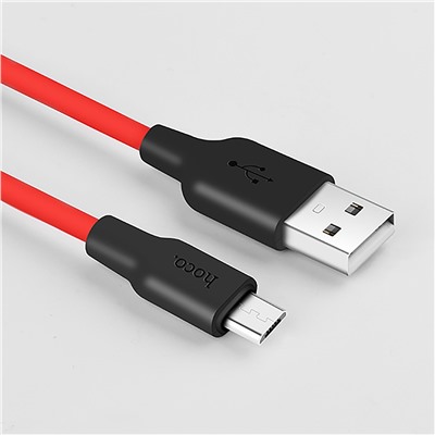 Кабель USB - micro USB Hoco X21 Plus (silicone)  200см 2,4A  (red/black)