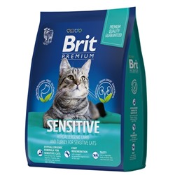 Сухой корм Brit Premium Cat Sensitive для кошек, ягненок и индейка, 400 г