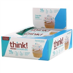 Think !, Protein+, 10 батончиков Cupcake Batter по 40 г (1,41 унции) и 150 калорий каждый