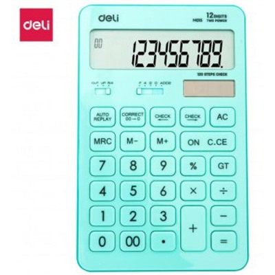 Калькулятор 12 разрядов Touch EM01531 108х15х175 мм голубой (1176693) Deli