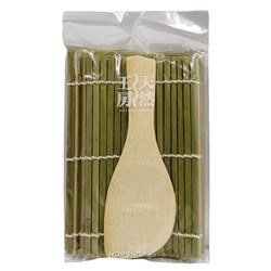 Набор для Темаки Суси из бамбука (лопатка и коврик 14*16 см), Япония Акция