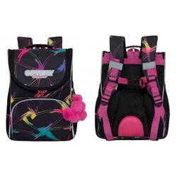 Рюкзак школьный RAm-384-10/1 "Штрихи" черный 25х33х13 см + сумка для сменной обуви GRIZZLY