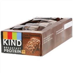 KIND Bars, Протеин для завтрака, темный шоколад, какао, 8 упаковок по 2 батончика, по 1,76 унции (50 г) каждый