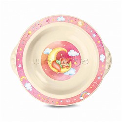 Тарелка детская глубокая с розовым декором (бежевый)