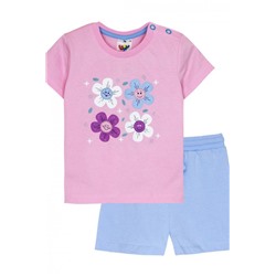 Комплект для девочки (футболка_шорты) 41131 (м) (Нежно-розовый/нежно-голубой)