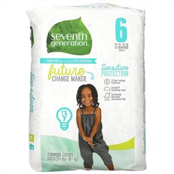 Seventh Generation, Sensitive Protection Diapers, Size 6, 35+ lbs, 17 Diapers
