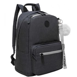 Рюкзак молодежный RXL-321-1/7 черный - серый 27х38х14 см GRIZZLY