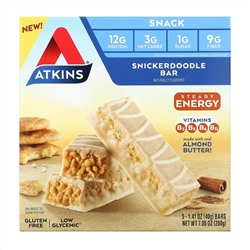 Atkins, Snickerdoodle Bar, Gluten Free, 5 Bars, 1.41 oz (40 g) Each