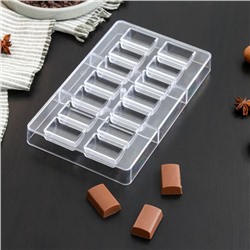 Форма для шоколада и конфет «Шоколатье», 14 ячеек, 20×12×2,5 см, ячейка 3,3×2,1×1,5 см