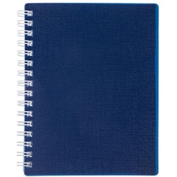 Записная книжка на спирали пластиковая обложка А6 80л клетка "CANVAS" синяя (081650) 05309 Хатбер