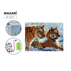 Алмазная мозаика по номерам 25х30 см "ТИГРЫ" (размер выкладки 20х25 см) M-11512 Mazari