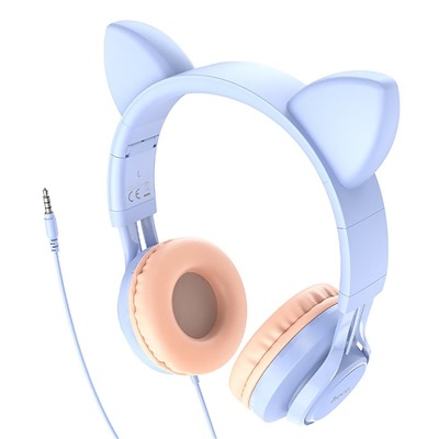 Проводные наушники полноразмерные Hoco Cat W36 (повр. уп.)  (dream blue)