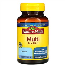 Nature Made, Мультивитамины для мужчин, 60 гелевых капсул