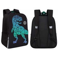 Рюкзак школьный RB-451-11/1 "Дино" черный - зеленый 29х38х16 см GRIZZLY