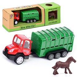 Набор "Трактор двухколесный" с повозкой и животным, в коробке